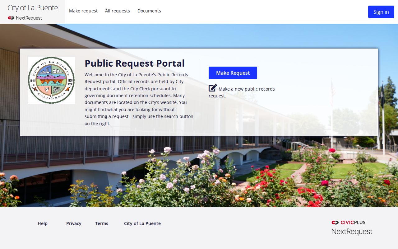 La Puente public records NextRequest portal
