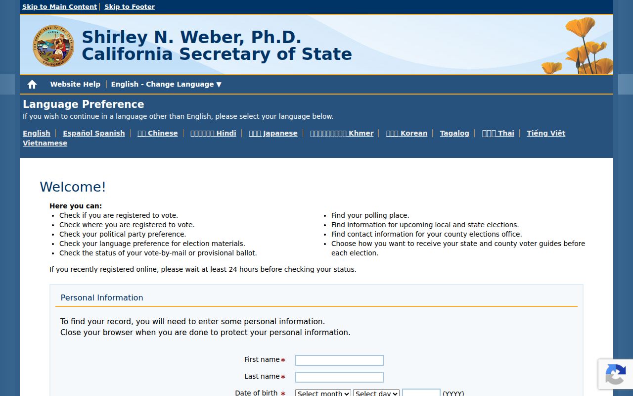 La Puente people search through California My Voter Status