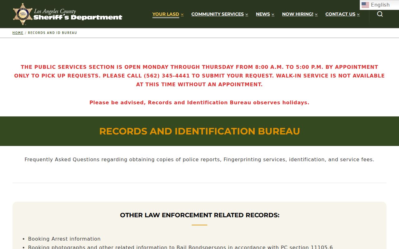 La Puente public records and LASD report request information