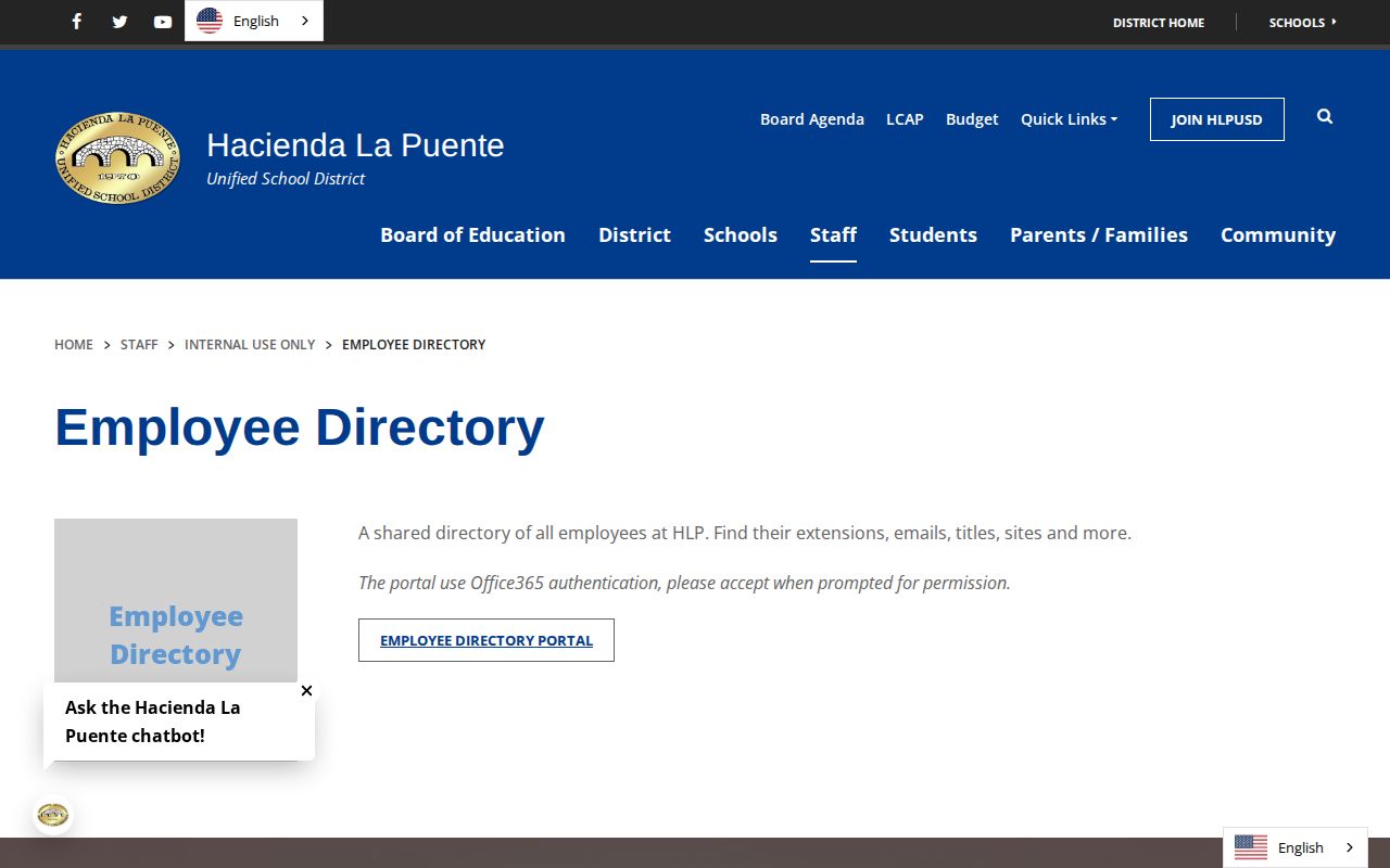 La Puente directories for Hacienda La Puente school employees