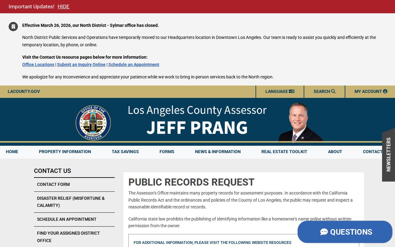 La Puente public records request to the county assessor