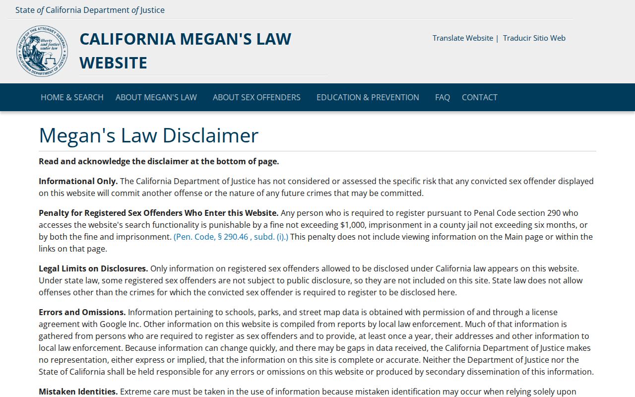 La Puente directories and California Megan's Law public search